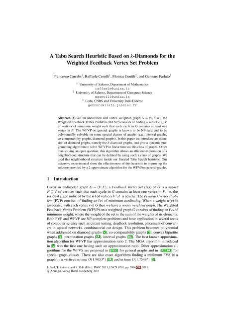 A Tabu Search Heuristic Based on k-Diamonds for ... - ePrints Soton