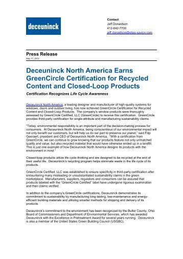 DNA Earns Green Circle Certification for Recycled Content & Closed ...