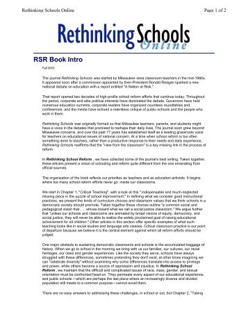 RSR Book Intro - Rethinking Schools