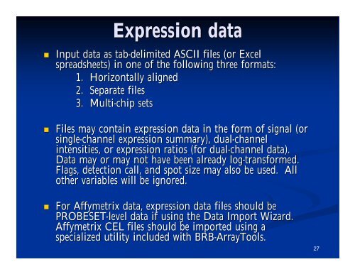 Microarray Data Analysis Using BRB-ArrayTools Version 4.2.0 ...