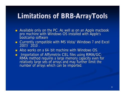 Microarray Data Analysis Using BRB-ArrayTools Version 4.2.0 ...