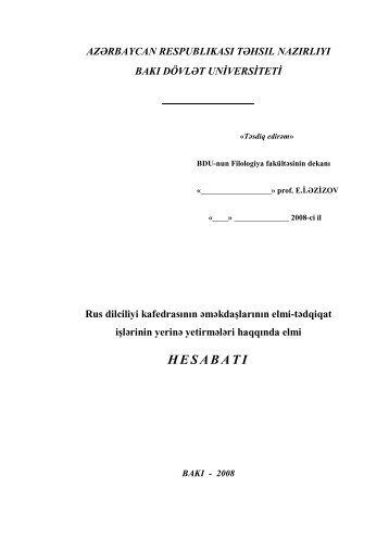 Rus dilciliyi kafedrasÄ±nÄ±n ÉmÉkdaÅlarÄ±nÄ±n elmi-tÉdqiqat iÅlÉrinin ...