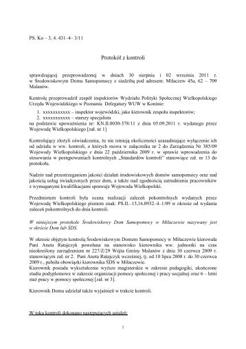 Protokół z kontroli - Biuletyn Informacji Publicznej, Wielkopolski ...