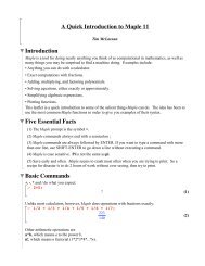 A Quick Introduction to Maple 11 - Computer Science @ Earlham