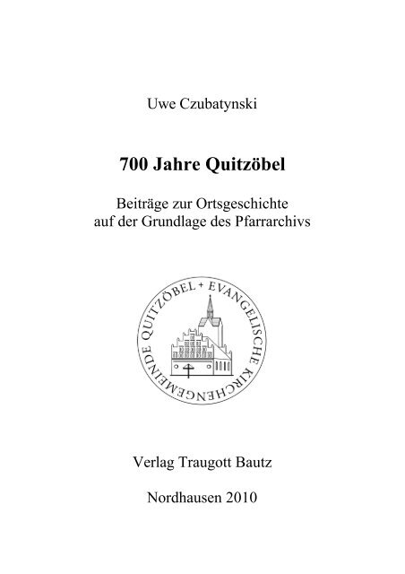 700 Jahre Quitzöbel - Katalog der Deutschen Nationalbibliothek