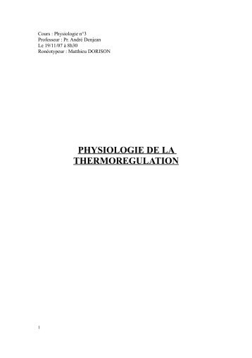 physiologie de la thermoregulation