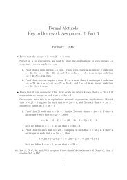 Formal Methods Key to Homework Assignment 2, Part 3