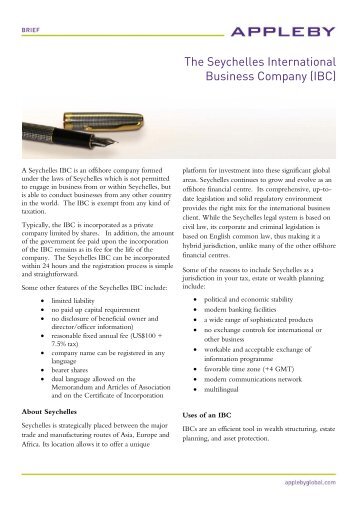 Seychelles International Business Company (IBC) - Appleby