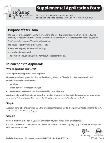 Supplemental Application Form-REG-05B.indd - BC Housing