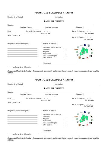 formato de egreso del paciente formato de egreso del paciente