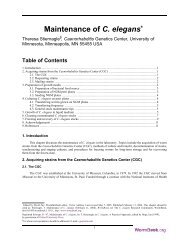 Maintenance of C. elegans* - WormBook