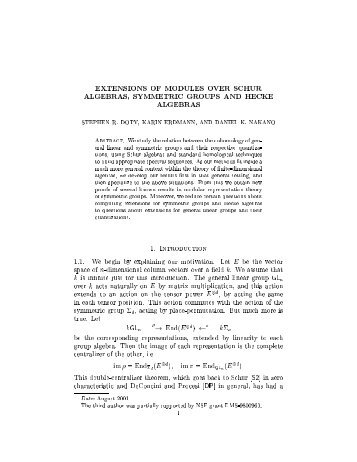 extensions of modules over schur algebras, symmetric groups and ...