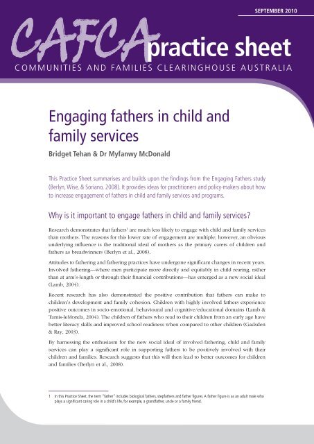 Engaging fathers in child and family services - Australian Institute of ...