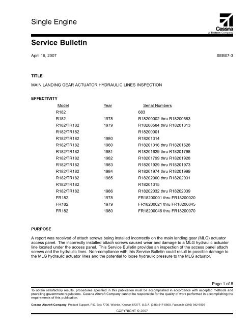 Service Bulletin - Cessna