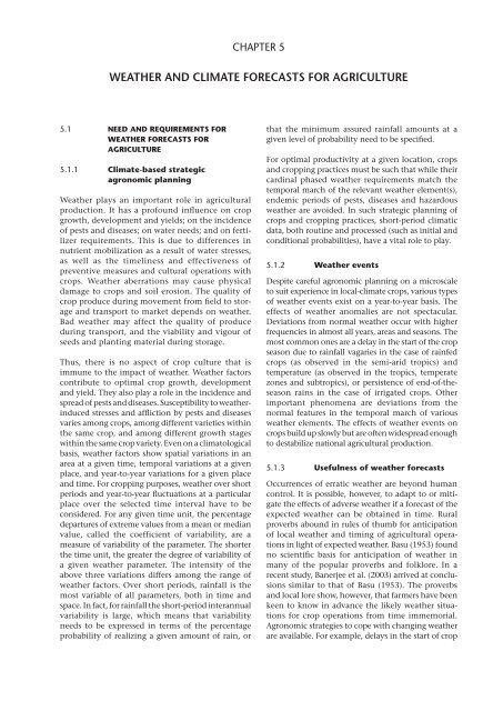 Chapter 5 Weather And Climate Forecasts For Agriculture The World