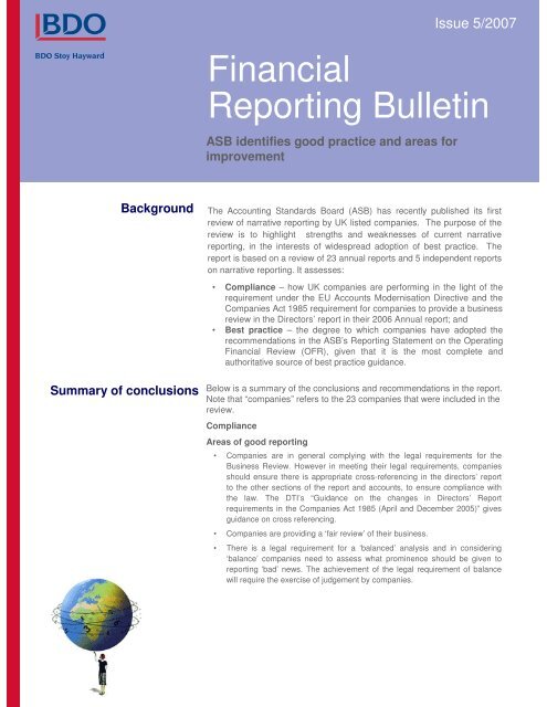 Financial Reporting Bulletin - UK.COM