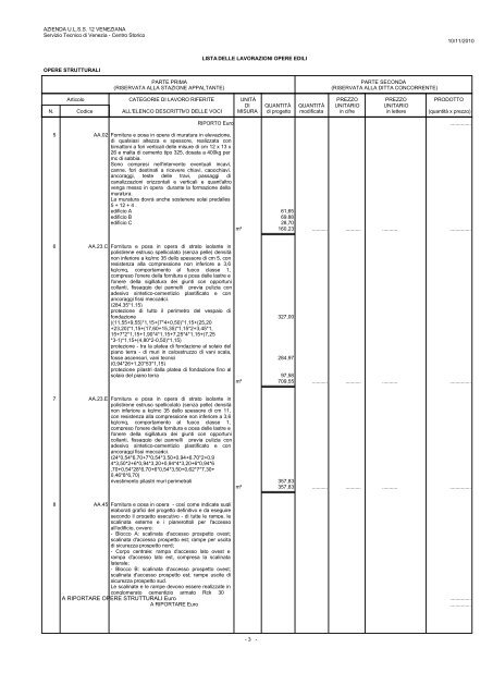 A RIPORTARE SCAVI Euro - Azienda Ulss 12 veneziana