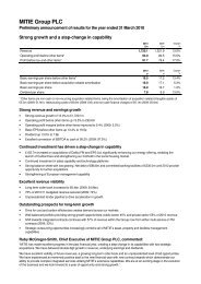 Preliminary announcement of results for the year... - Mitie