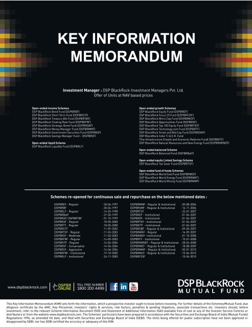 KEY INFORMATION MEMORANDUM - Anjali Investment & Consultant