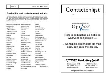 Contactenlijst en Acties - Optidee Marketing