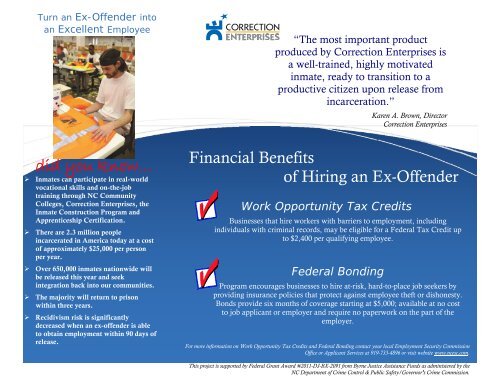 Job Placement Brochure - Correction Enterprises