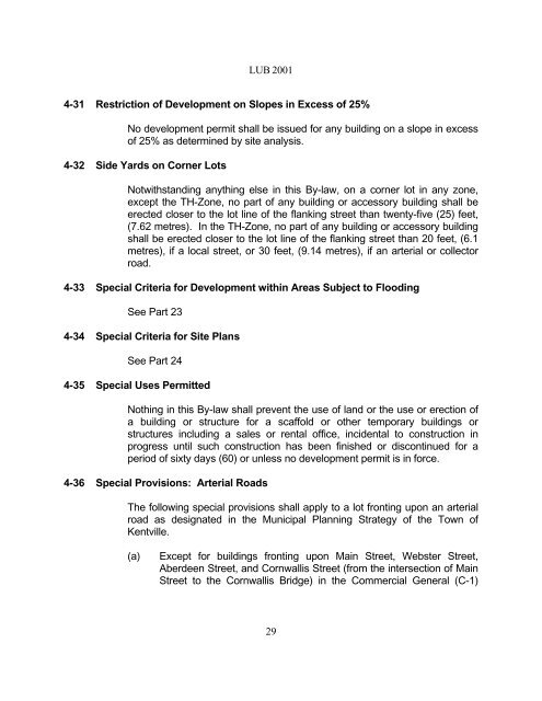 Land Use ByLaw - The Town of Kentville