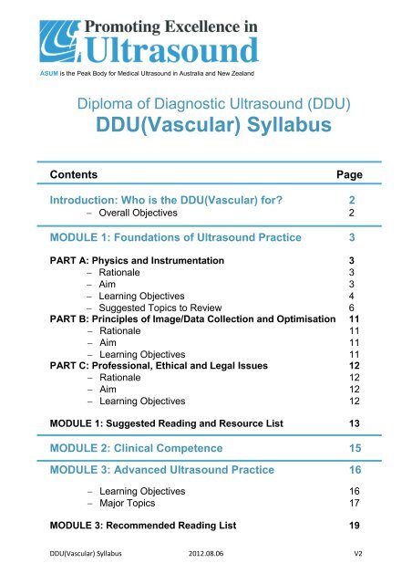 DDU(Vascular) - Australasian Society for Ultrasound in Medicine