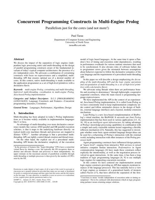 Concurrent Programming Constructs in Multi ... - ResearchGate