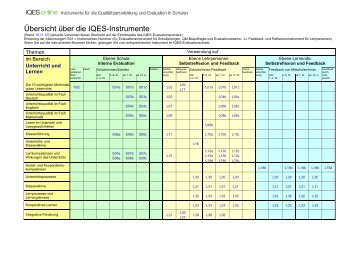 Übersicht über die IQES-Instrumente - IQES online