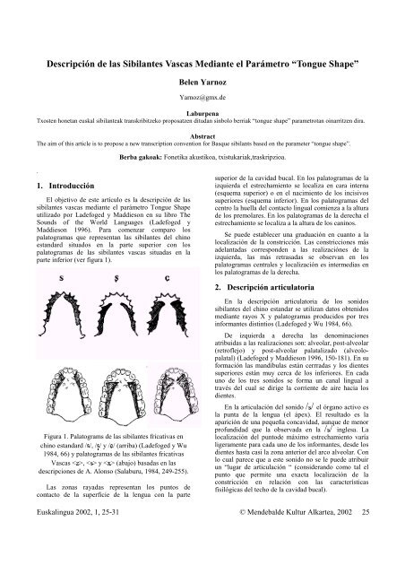 DescripciÃ³n de las Sibilantes Vascas Mediante el ... - Mendebalde