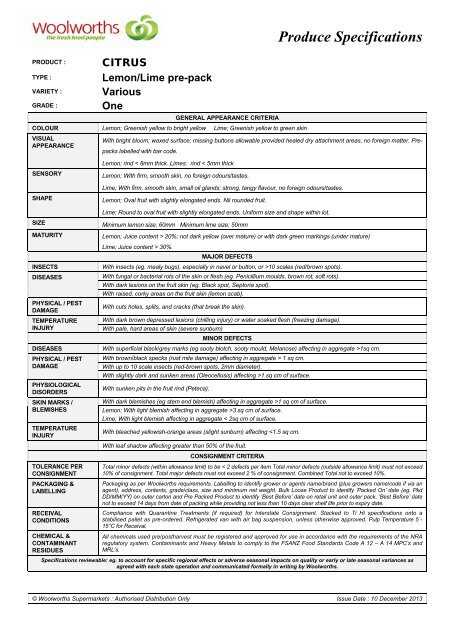 Citrus - Lemons - Woolworths wowlink