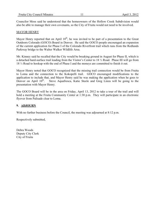 Fruita City Council Minutes 1 April 3, 2012 5RUITA ... - City of Fruita
