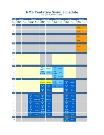 NMS Tentative Swim Schedule - NATO Marlins
