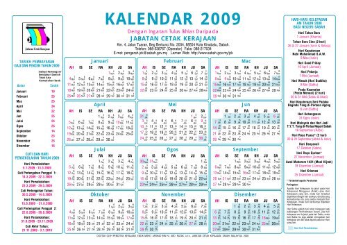 KALENDAR 2009 - Sabah