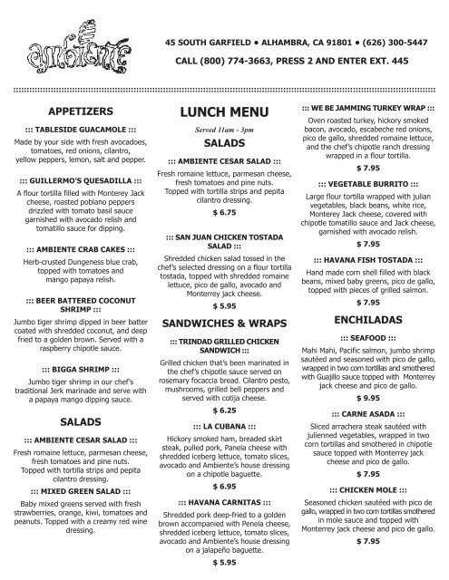Master Menu Template - Your Restaurant Connection