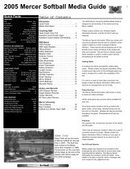 2005 Mercer Softball Media Guide - Mercer University