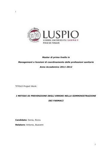 i Master di primo livello in Management e funzioni di coordinamento ...