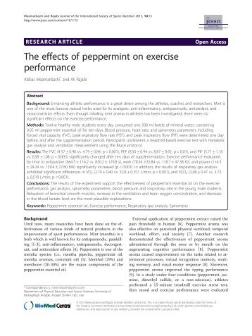 The effects of peppermint on exercise performance - Journal of the ...