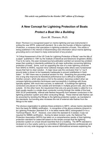 A New Concept for Lightning Protection of Boats - Marine Lightning ...