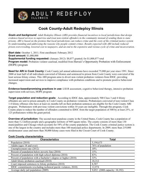 Cook County-Adult Redeploy Illinois - Illinois Criminal Justice ...