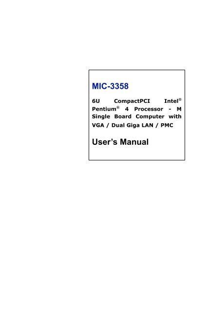 MIC-3358 User's Manual - ECA Services Ltd