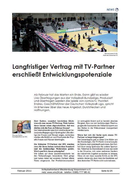 Volleyball-Bundesliga wieder LIVE im Wohnzimmer Seite 6-9 - VMV