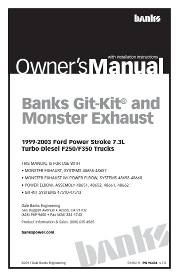 Installation Instructions - Bankspower - Banks Power