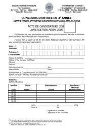 APPLICATION FORM 2009 - Université de Yaoundé I