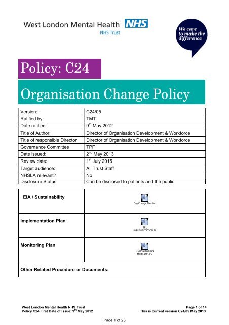 C24 - Change Management Policy - West London Mental Health ...