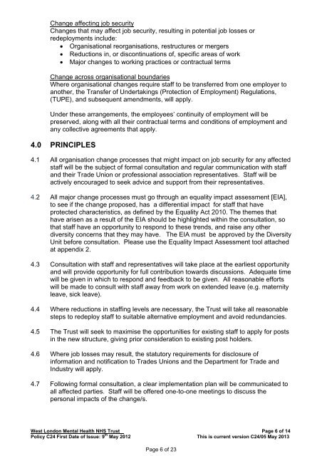 C24 - Change Management Policy - West London Mental Health ...