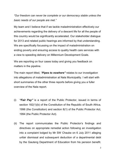 Address by Public Protector Adv Thuli Madonsela to The National ...
