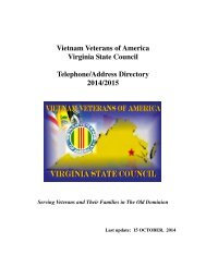 Vietnam Veterans Of America Virginia State Council Telephone