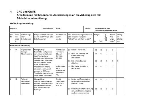 BGI 809-2 GefÃ¤hrdungsbeurteilungen in ... - Bremitec.de