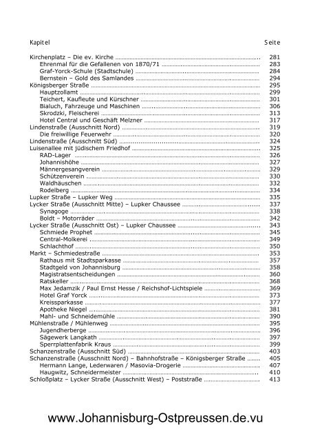 Musterseiten des Buches "Johannisburg in OstpreuÃŸen"